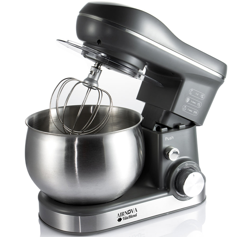 Mixer con ciotola AIRNOVA® VitaBlend BLD-10, 1800W, ciotola in acciaio inox da 5L, 3 accessori, 6 velocità, nero/inox