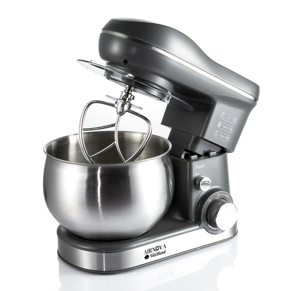 Mixer con ciotola AIRNOVA® VitaBlend BLD-10, 1800W, ciotola in acciaio inox da 5L, 3 accessori, 6 velocità, nero/inox