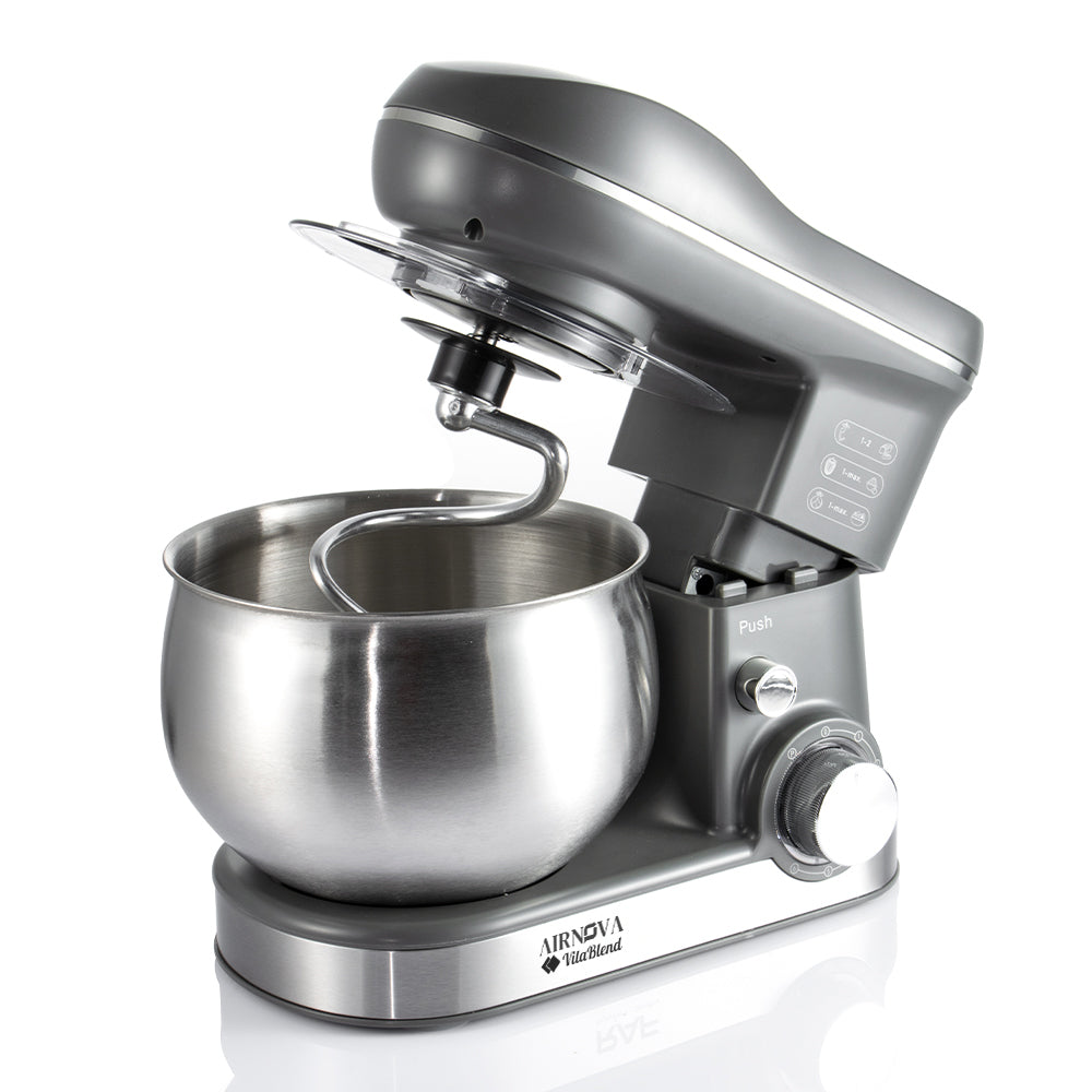 Mixer con ciotola AIRNOVA® VitaBlend BLD-10, 1800W, ciotola in acciaio inox da 5L, 3 accessori, 6 velocità, nero/inox
