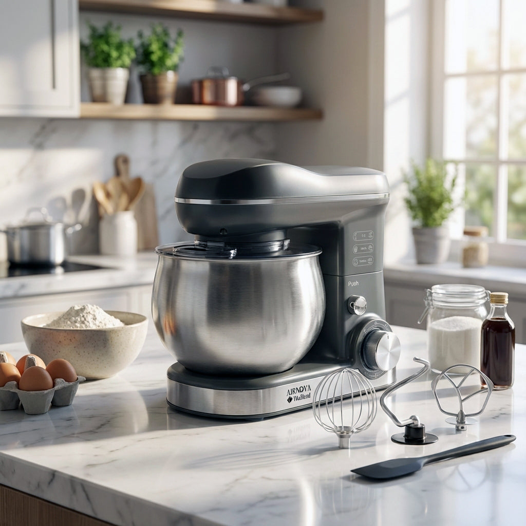 Mixer con ciotola AIRNOVA® VitaBlend BLD-10, 1800W, ciotola in acciaio inox da 5L, 3 accessori, 6 velocità, nero/inox