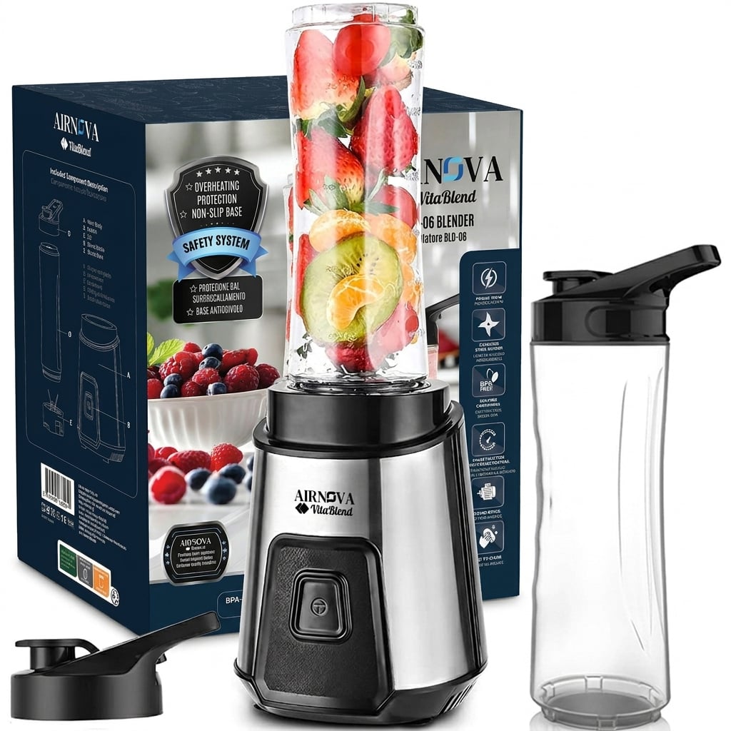 Frullatore AIRNOVA VitaBlend BLD-06 700W con due bottiglie da 0,6 litri