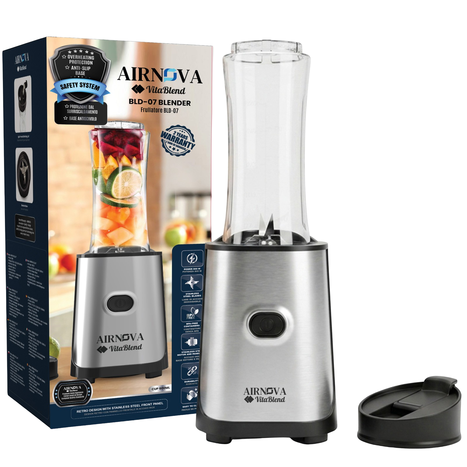 Frullatore AIRNOVA VitaBlend BLD-07 800W con bottiglia Go da 600 ml