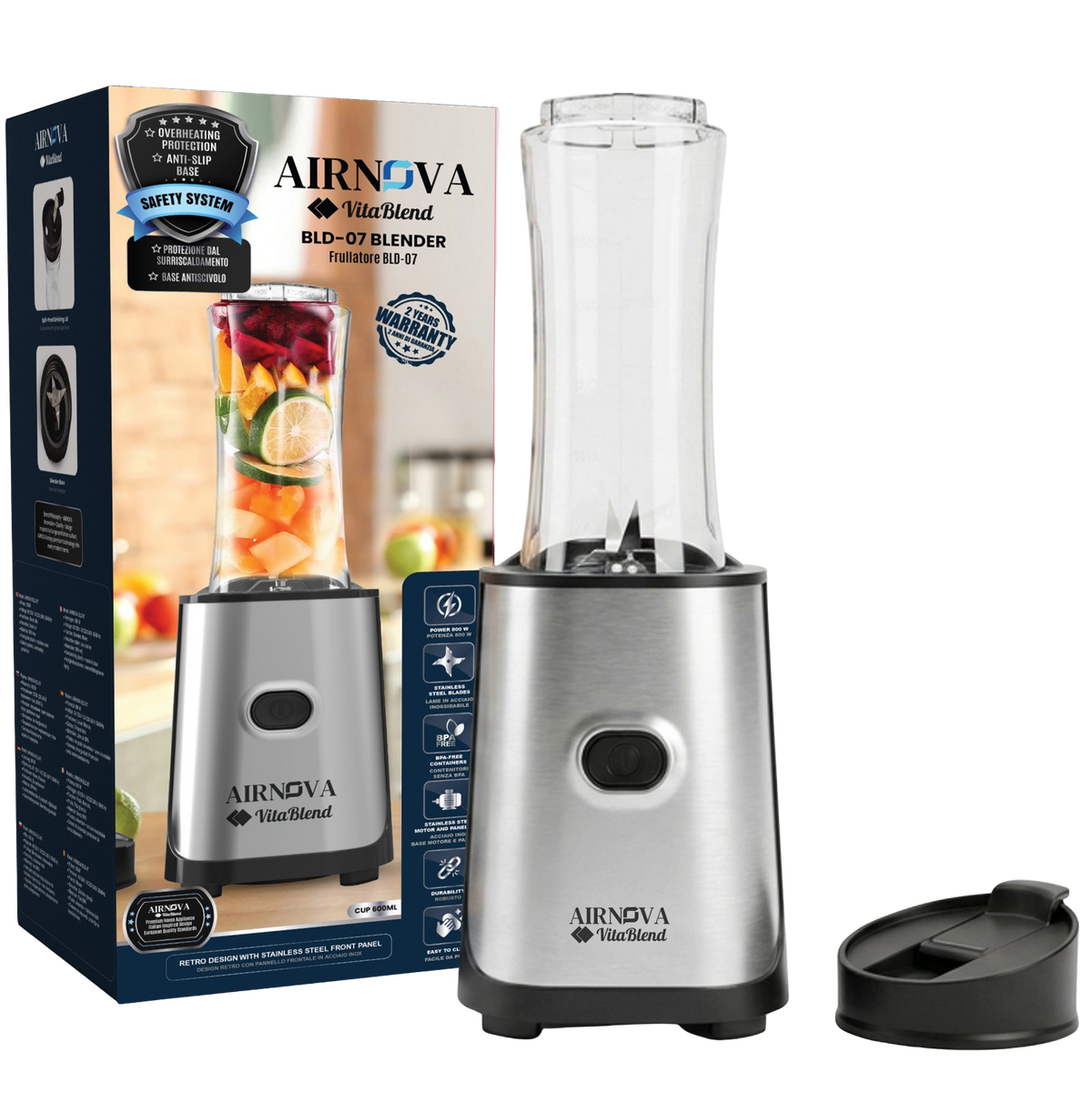 Frullatore AIRNOVA VitaBlend BLD-07 800W con bottiglia Go da 600 ml