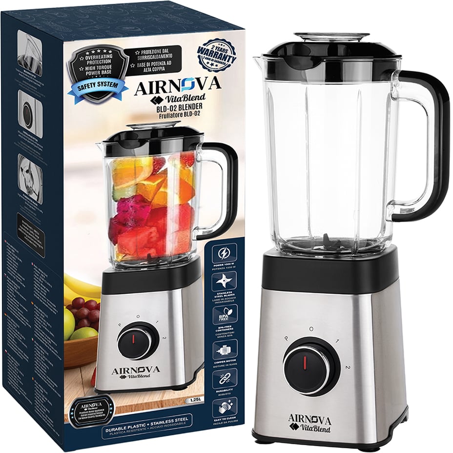 Frullatore AIRNOVA VitaBlend BLD-02 1000W con caraffa da 1,25 litri