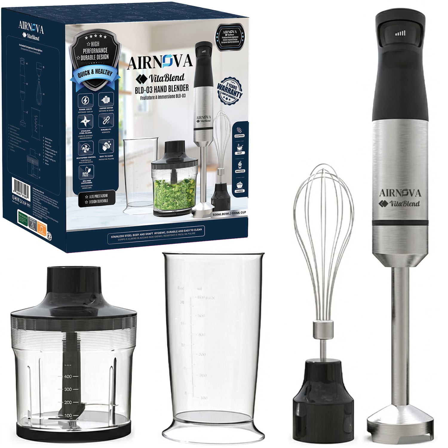 Frullatore a immersione AIRNOVA VitaBlend BLD-03 1200W
