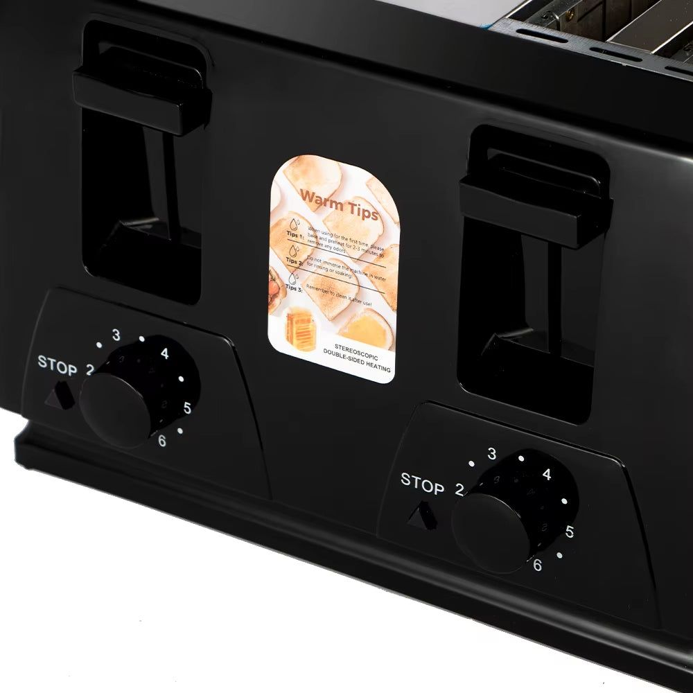 Tostapane AIRNOVA CrispToast 1500W a 4 fette nero e acciaio inox