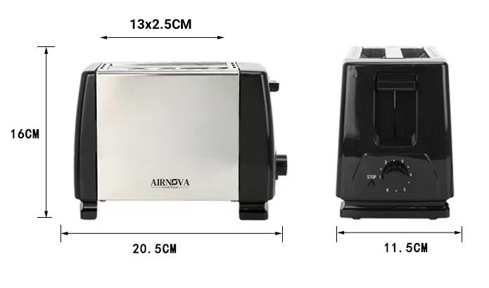 Tostapane AIRNOVA CrispToast 750W a 2 fette nero e acciaio inox